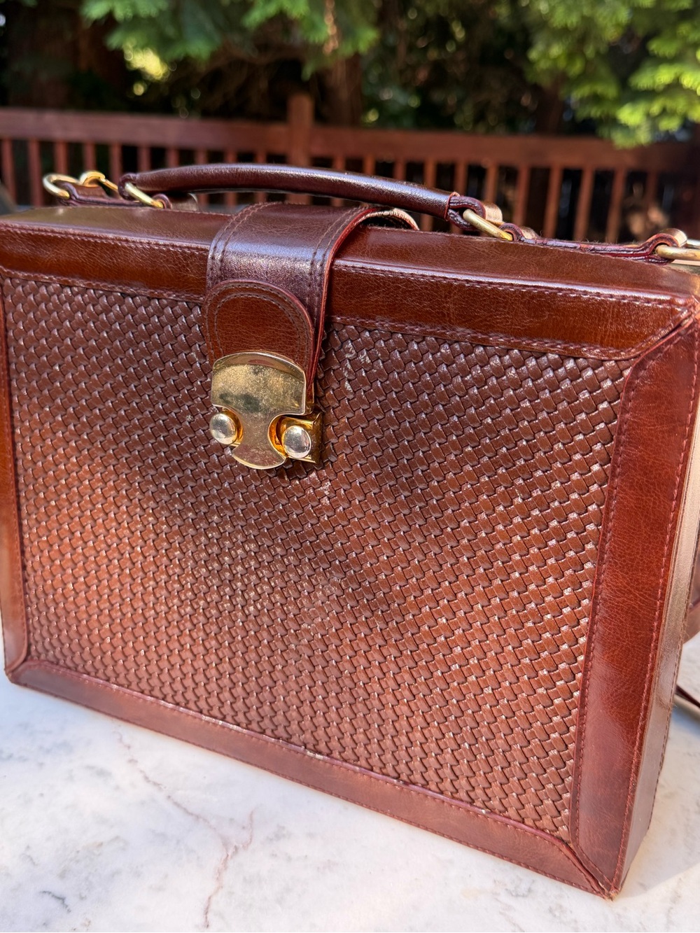 Woven Leather Briefcase in Deep Brown – Women's Professional Bag style Vintage